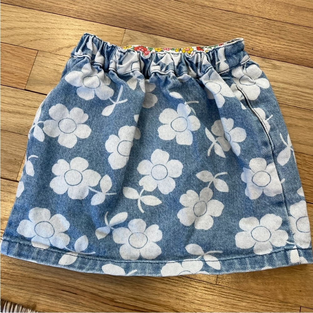 Mini Boden Denim Floral Skirt - Picture 3 of 3